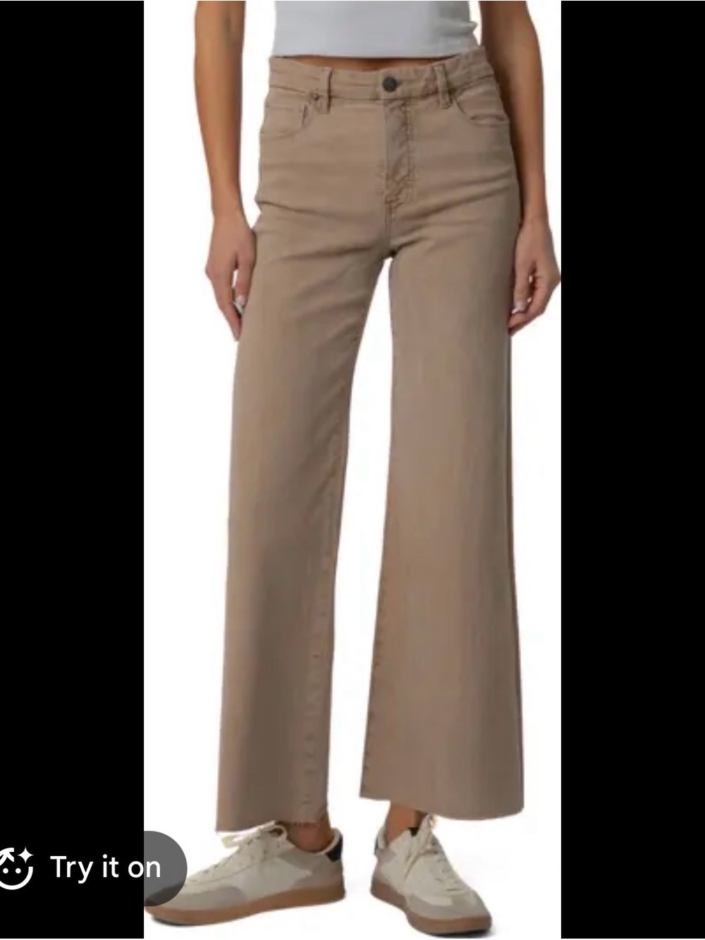 Kut from the Kloth Wide Leg High-Rise Jeans in Taupe Brown